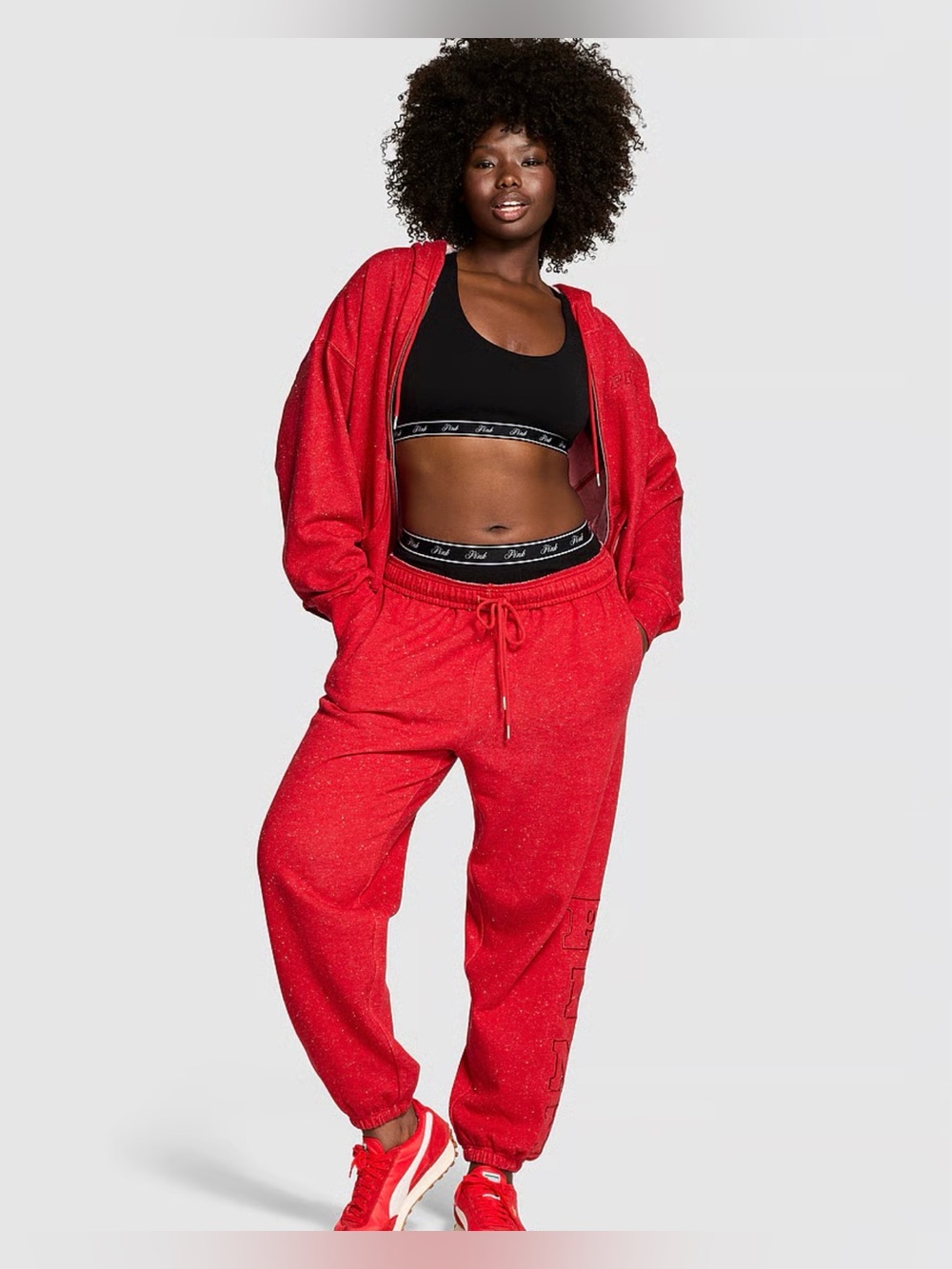 PINK Victoria's Secret Shimmer Red High-Rise Sweatpants